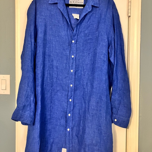 Frank & Eileen Mary Classic Shirtdress White 100% Cotton Size L - Picture 3 of 6